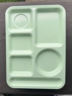 (5) Vintage Arrowhead Mint Green Lunch Cafeteria Trays Made In USA 14”x10”